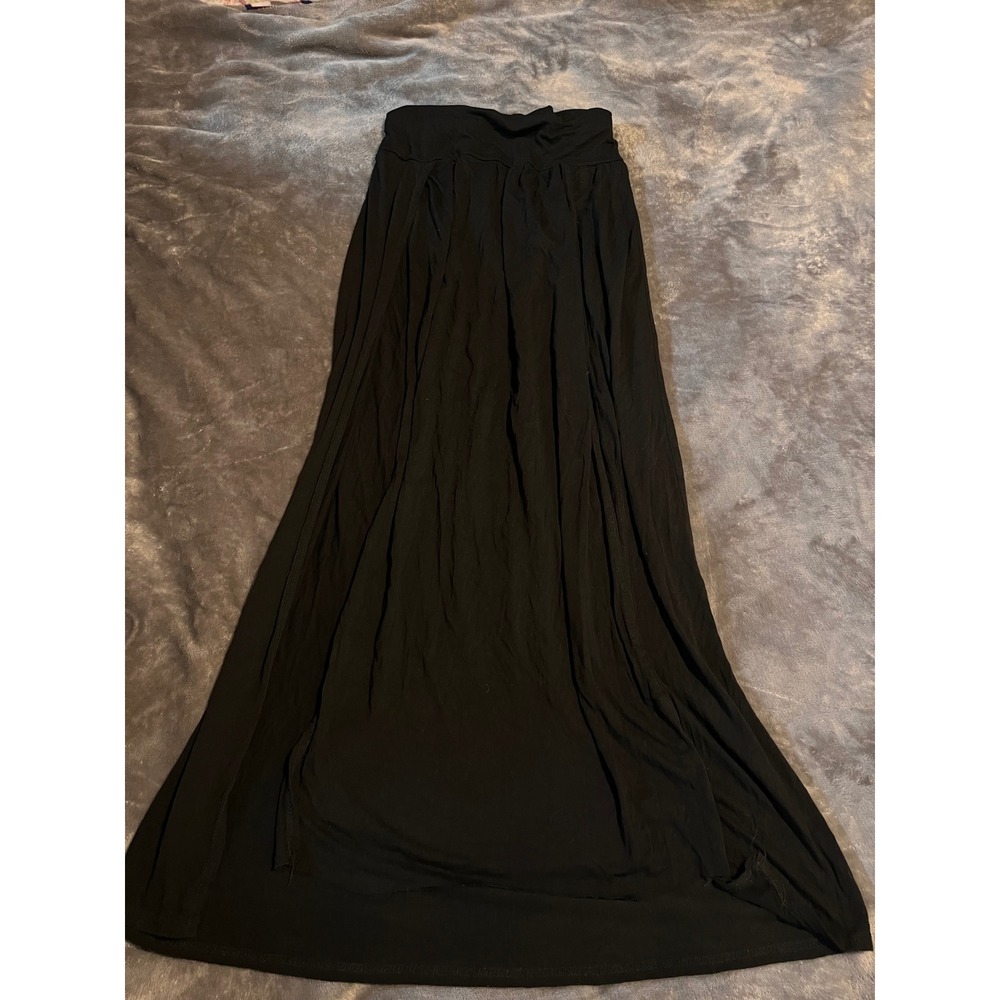 Has No Size, Womens Black Maxi Skirt Beach Cover Up Side Slit Long Flowy Skirt